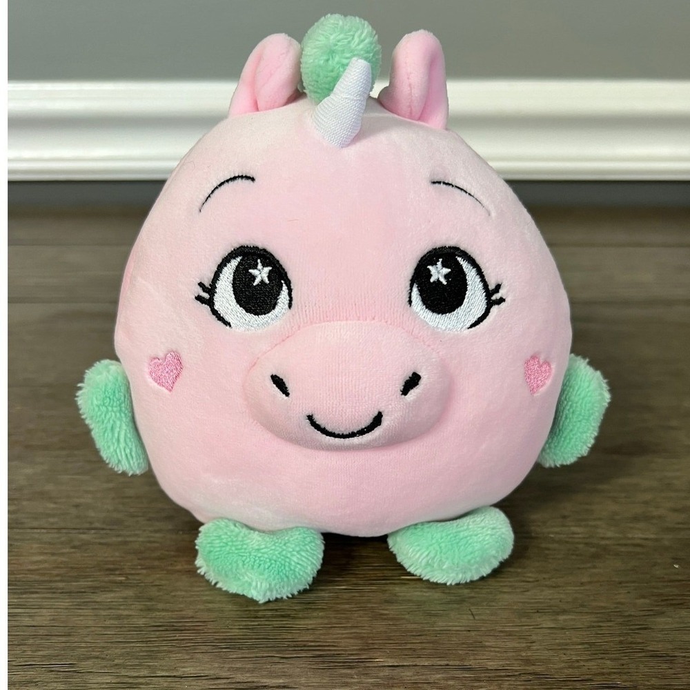 Spark Create Imagine Pink Unicorn Plush Round Stuffed Animal Mint Green Accents